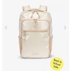 Calpak Terra Laptop Backpack in White Sands with 2L Hydration Reservior